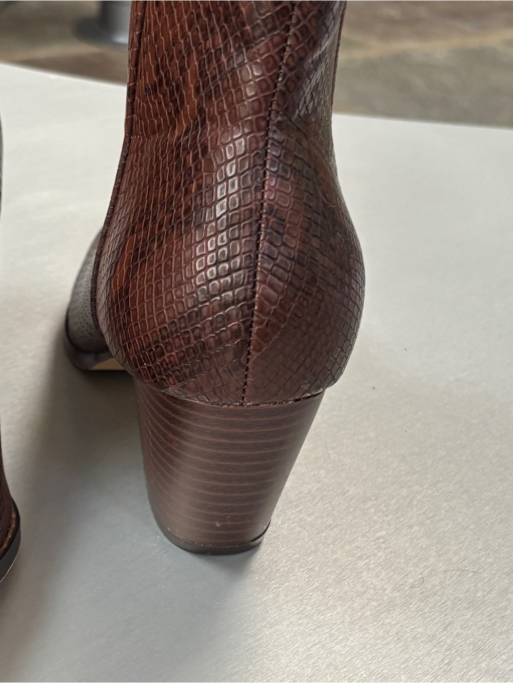 Western Brown Snake-Embossed Ankle Boot 8 - Picture 7 of 12